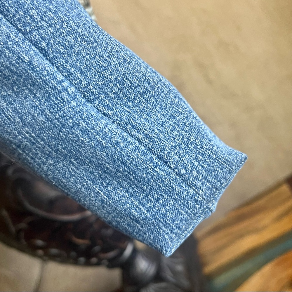 Upcycled Denim & fabric tote bag handmade Blue Metallic Symphony Medallion print - Picture 7 of 7